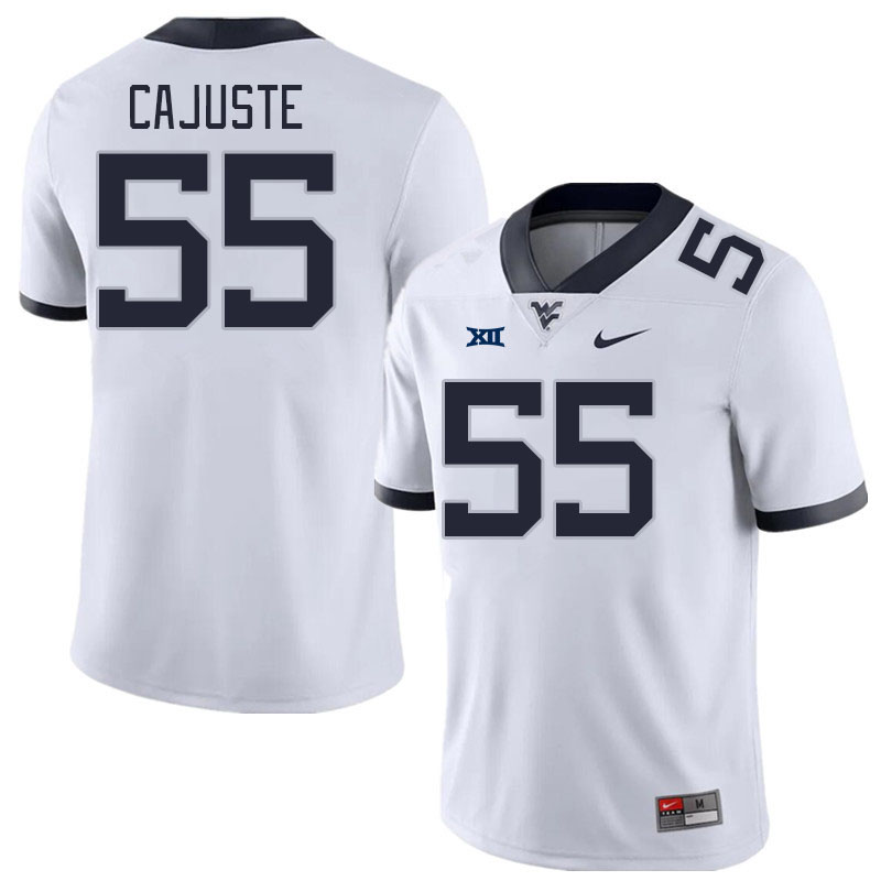 West Virginia Mountaineers #55 Yodny Cajuste College Football Jerseys Stitched Sale-White